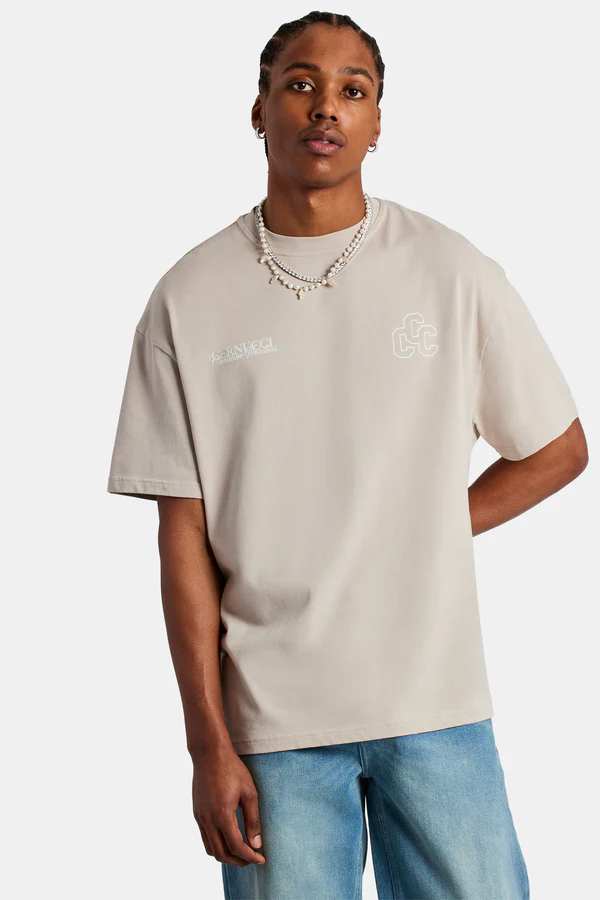 OVERSIZED CREATIVE STUDIO T-SHIRT-Krem