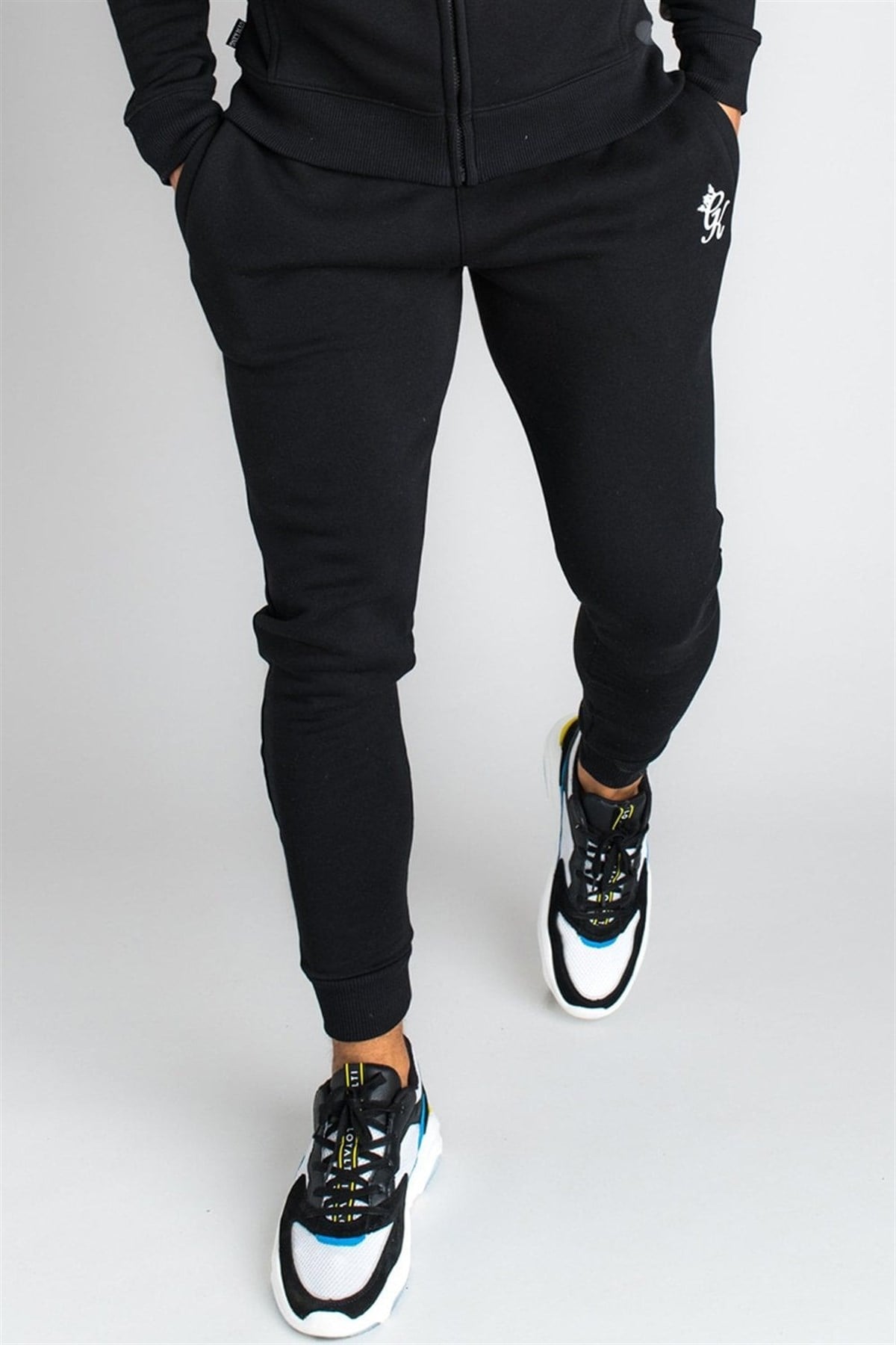 Paçası Lastikli Fleece Jogger   Açık Siyah