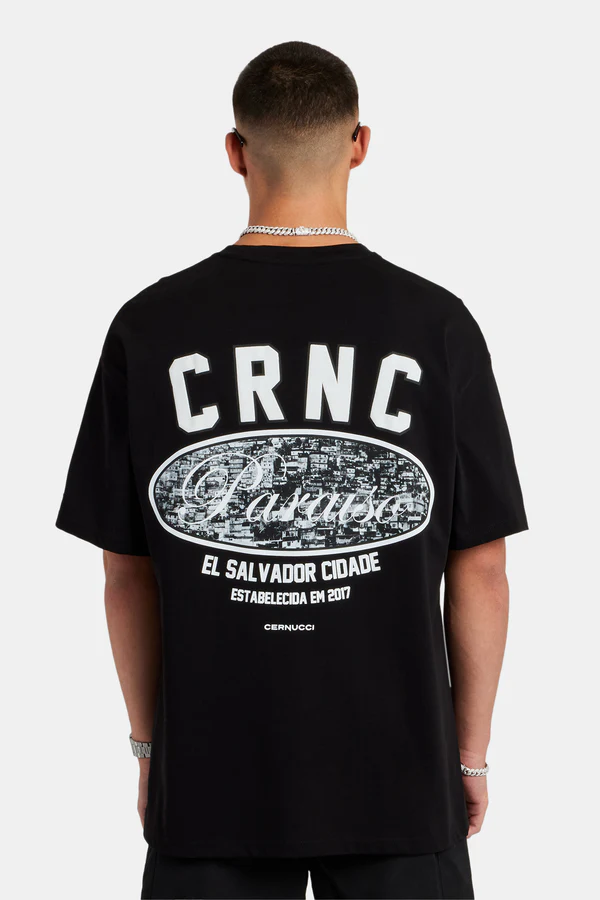 PARAISO GRAPHIC OVERSIZED T-SHIRT-Siyah