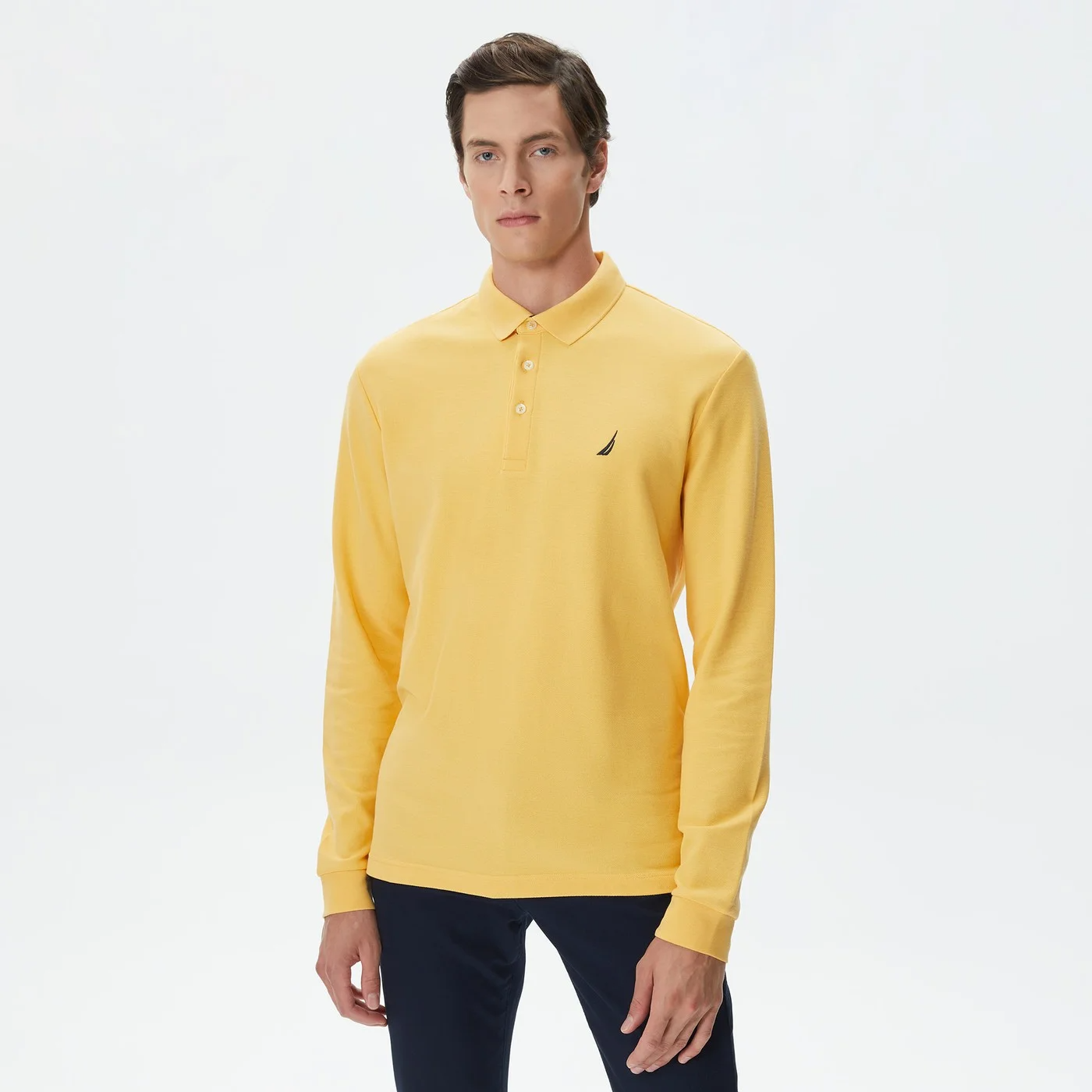 Polo Yaka Jersey Sweat-Sarı