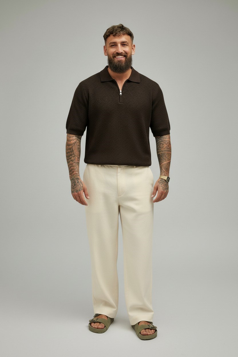 Polo  Yaka Merserize T-shirt-Kahve