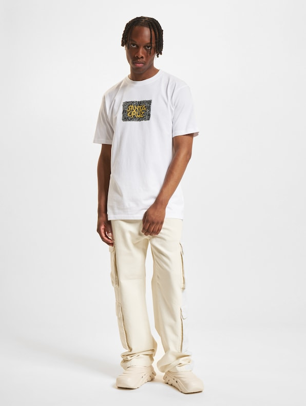 Preto Wide Leg  Cargo Pants-Krem