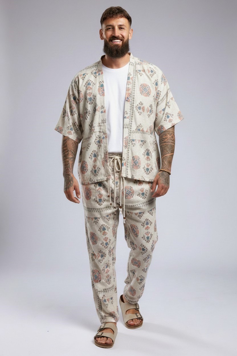 Printed Kimono-Krem
