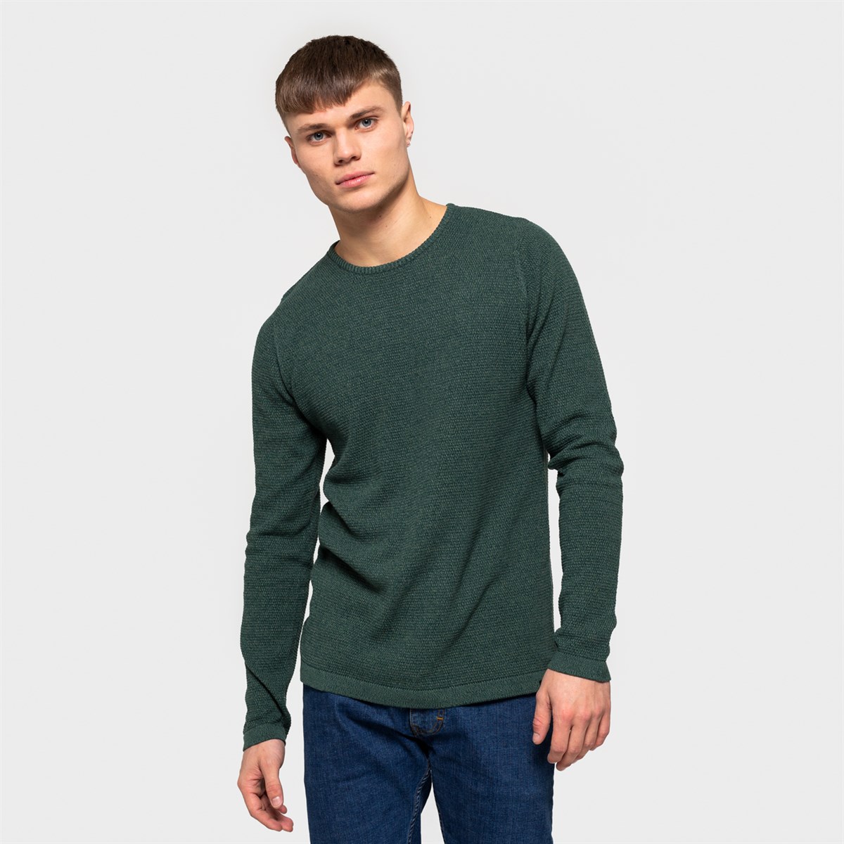Raglan Örgü  Triko Yeşil