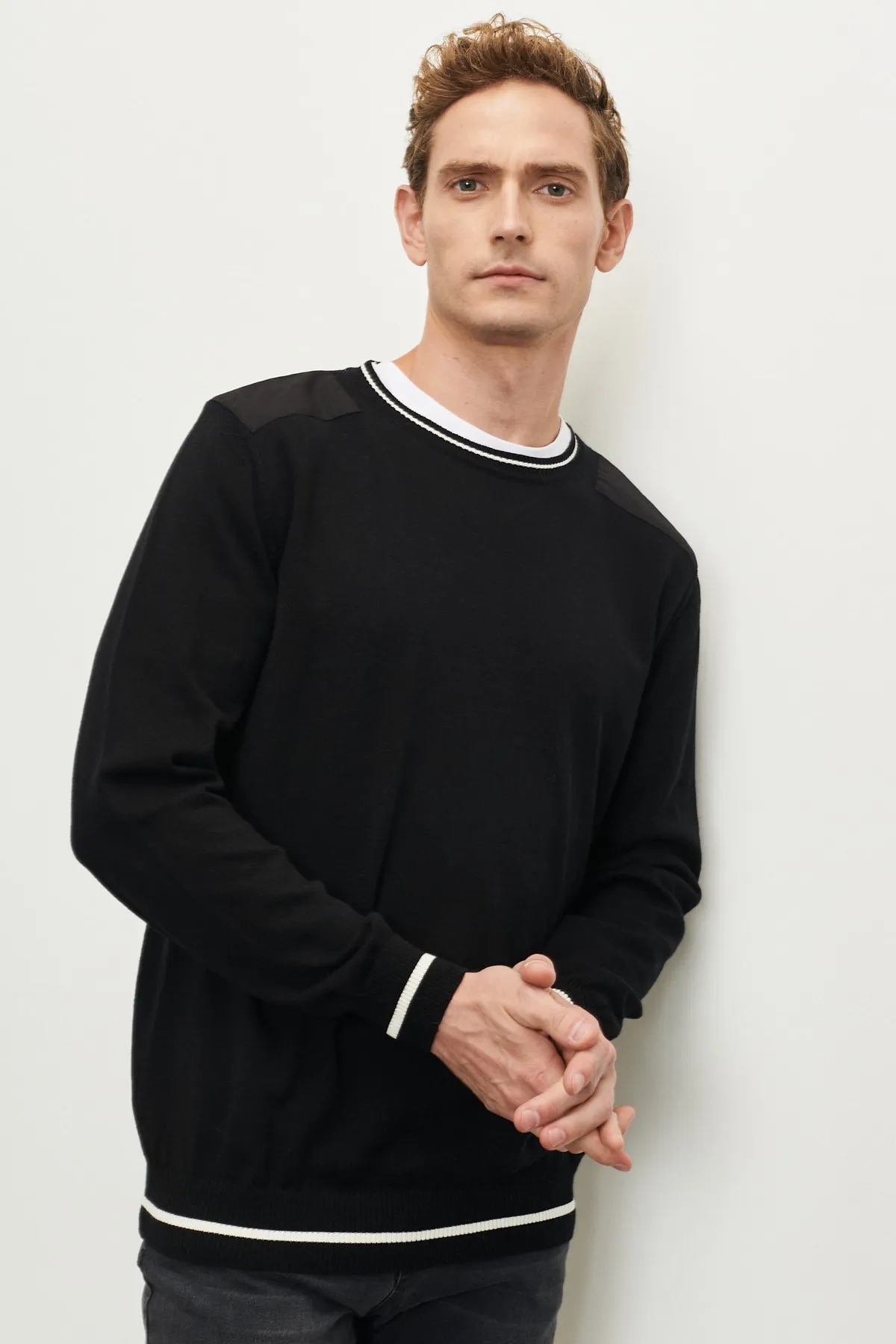 Special  L/S apolet Triko Tshirt-Siyah