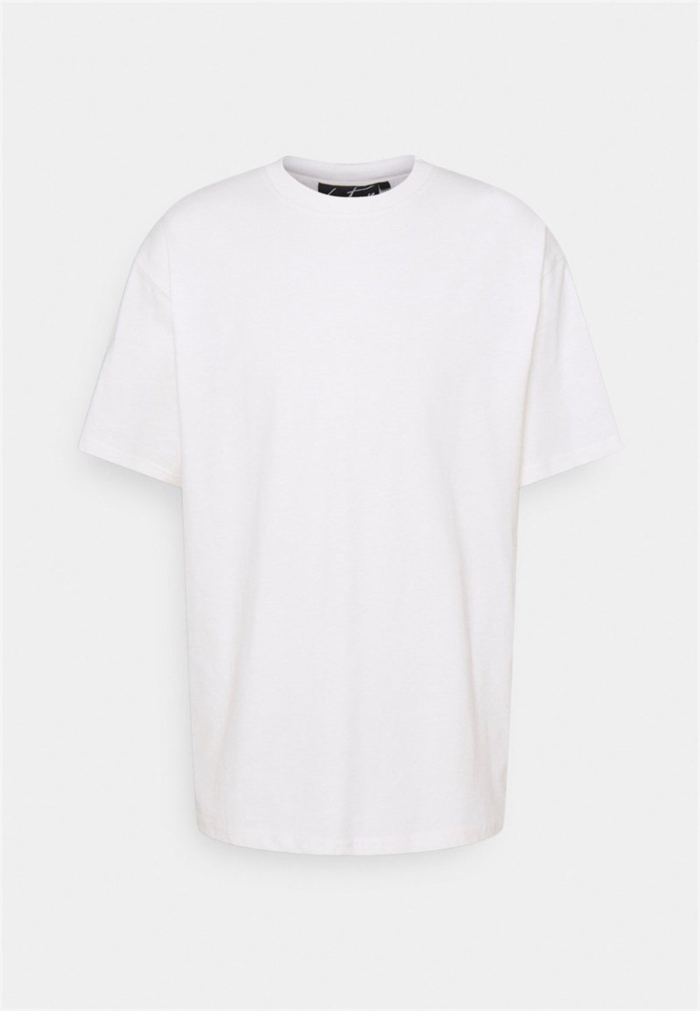 Unisex Oversize Arkası İmza Nakışlı T shirt Kirli Beyaz