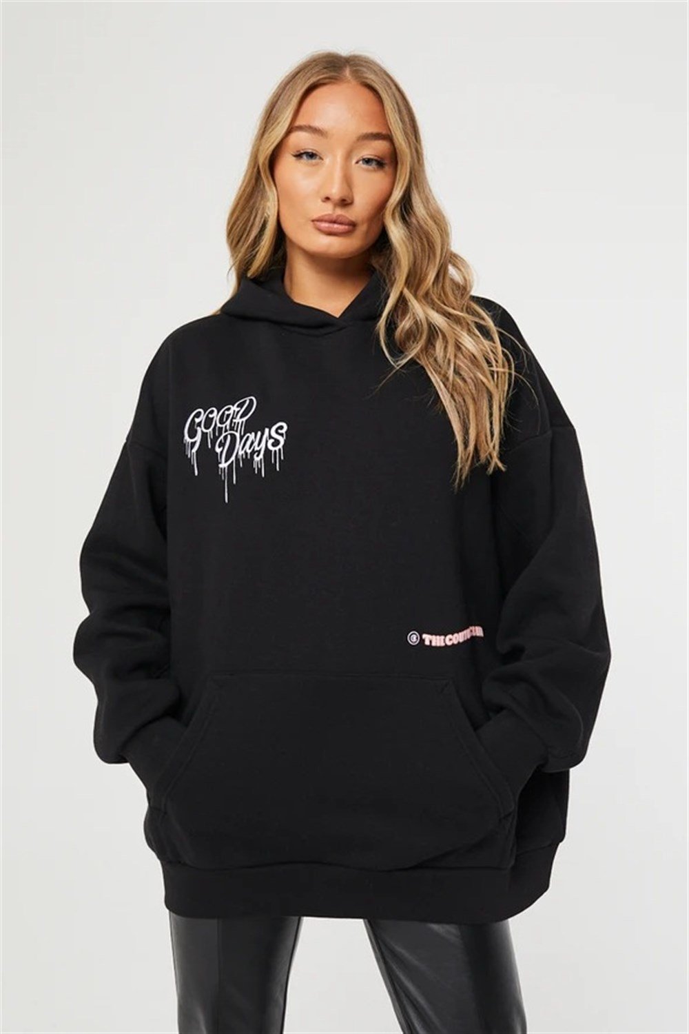 Unisex Oversize Dont Look Back  Kapişonlu  Sweat Siyah