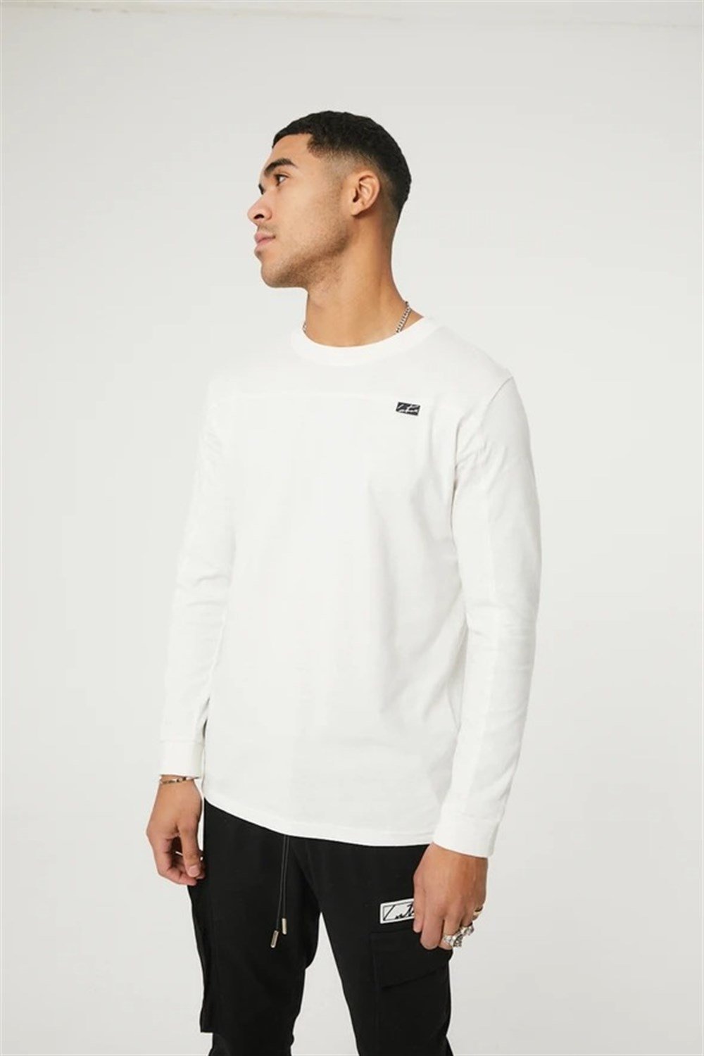 Uzun Kollu Dikiş Şeritli   T shirt Bej