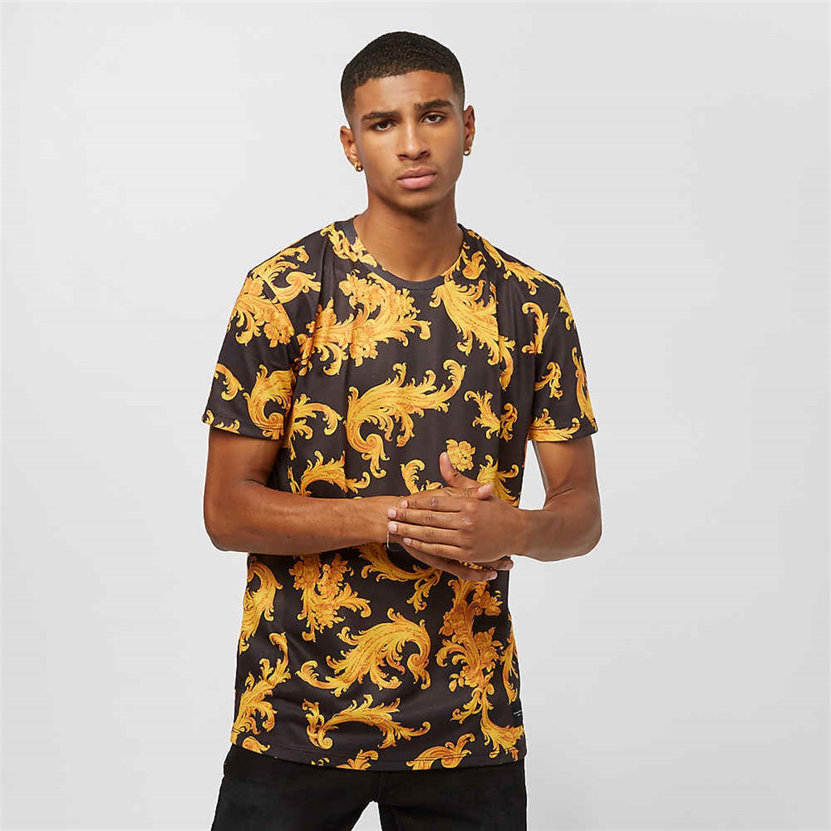Vertigal  Baskılı  T-Shirt Siyah