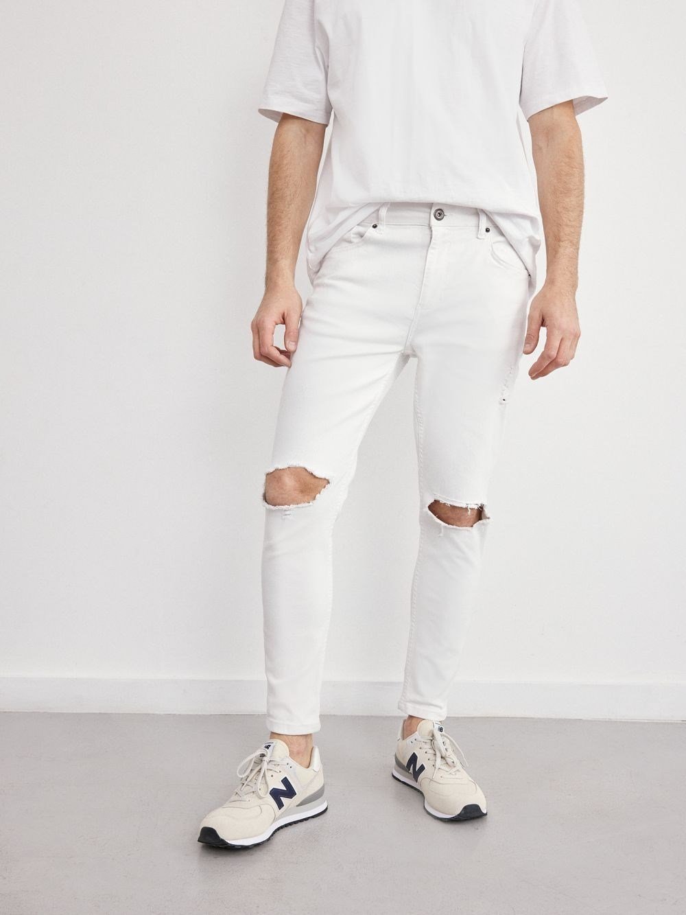 Yırtıklı Skinny JEan Beyaz