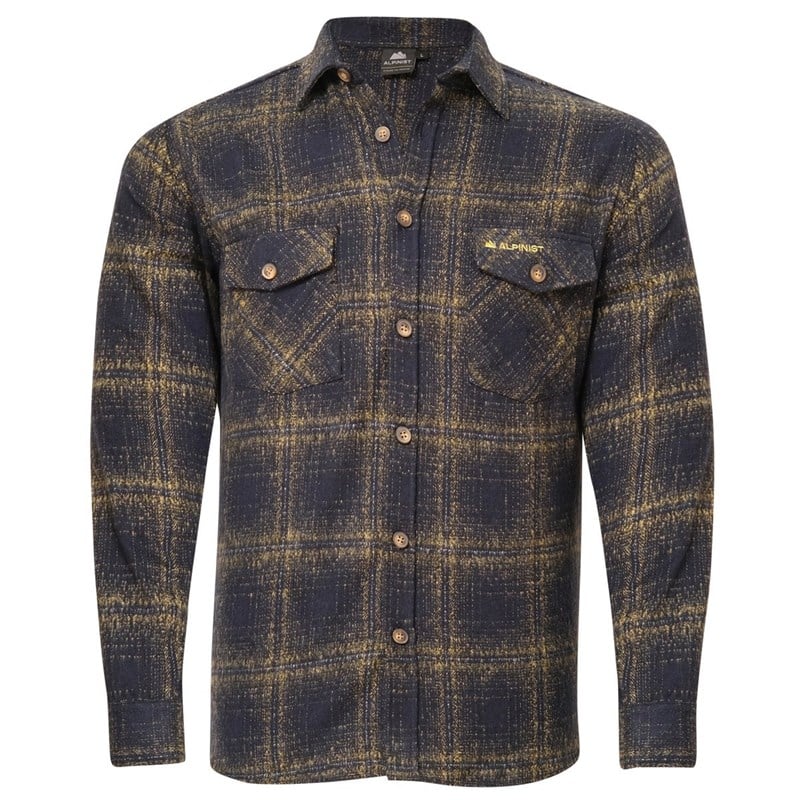 Alpinist Vejan Erkek Ekose Outdoor Gömlek Lacivert-Sarı