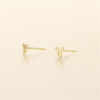 14 Ayar Altın Taşlı Fiyonk Küpe