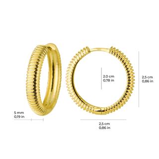 14 Ayar Altın Çizgili Halka Küpe