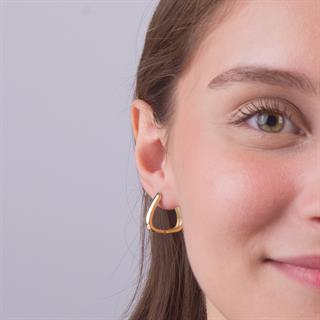 14 Ayar Altın Parlak Halka Küpe