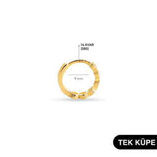 14 Ayar Altın Taşlı Tek Petek Halka Küpe
