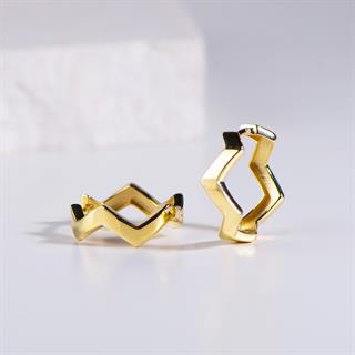 14 Ayar Altın Zigzak Halka Küpe