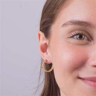 14 Ayar Altın Örgü Halka Küpe