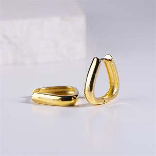 14 Ayar Altın Parlak Halka Küpe