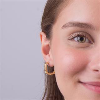 14 Ayar Altın Kare Halka Küpe