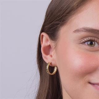 14 Ayar Altın Dilim Halka Küpe