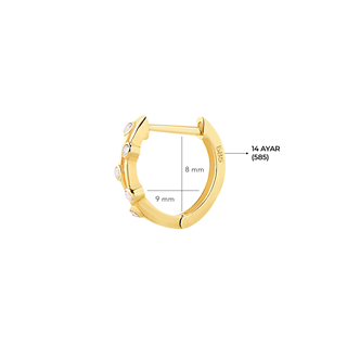 14 Ayar Altın Minik Taşlı Halka Küpe