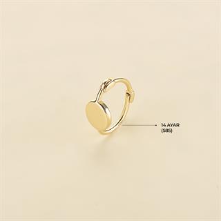 14 Ayar Modern Tek Minik Yuvarlak Halka Altın Küpe