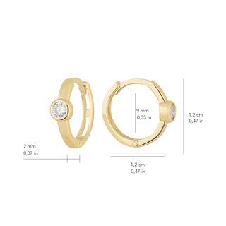 14 Ayar Tek Taşlı Halka Küpe