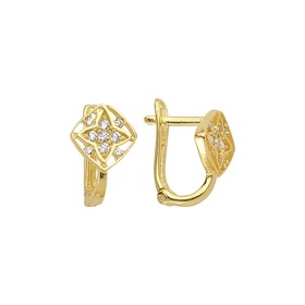 14 Ayar J Model Taşlı Altın Yıldız Küpe