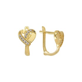 14 Ayar J Model Taşlı Altın Kalp Küpe