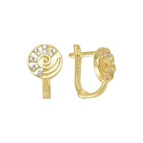 14 Ayar Yuvarlak Taşlı Altın Küpe