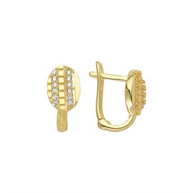 14 Ayar J Model Taşlı Altın Yuvarlak Küpe