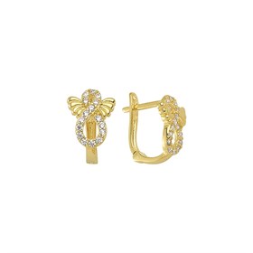 14 Ayar Sonsuzluk Taşlı Kanatlı Altın Küpe