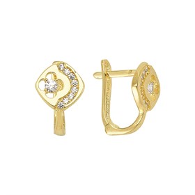 14 Ayar Çiçek Taşlı Altın Küpe