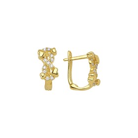 14 Ayar Sonsuzluk Taşlı Kalpli Altın Küpe