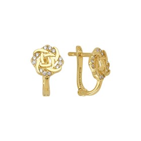 14 Ayar J Model Taşlı Altın Kare Küpe