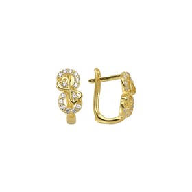 14 Ayar Kalpli Taşlı Sonsuzluk Altın Küpe