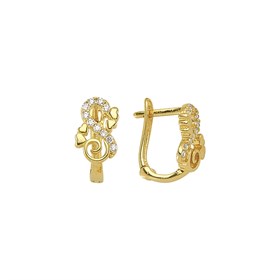 14 Ayar Sonsuzluk Taşlı Kalpli Altın Küpe