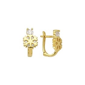 14 Ayar Kar Tanesi Taşlı Altın Küpe