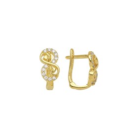 14 Ayar J Model Taşlı Altın Küpe