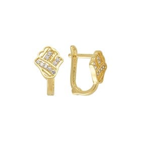 14 Ayar J Model Taşlı Altın Fatma Ana Küpe