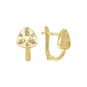 14 Ayar J Model Taşlı Altın Çiçek Küpe