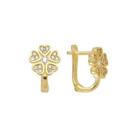 14 Ayar J Model Taşlı Altın Kalp Küpe