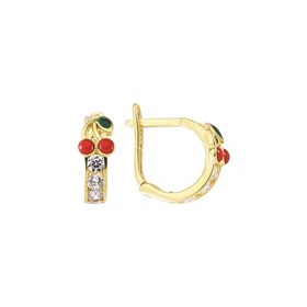 14 Ayar Altın Kiraz Halka Çocuk Küpe