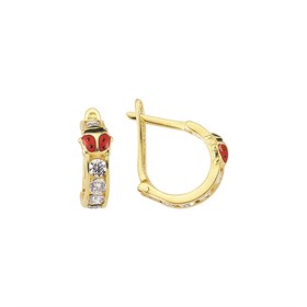 14 Ayar Altın Uğur Böceği Halka Çocuk Küpe