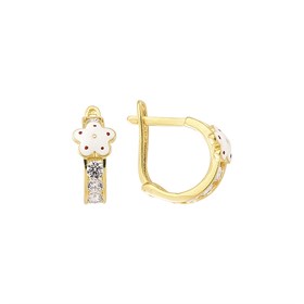 14 Ayar Altın Çiçek Halka Çocuk Küpe