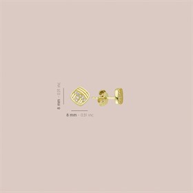 14 Ayar Kare Taşlı Altın Küpe