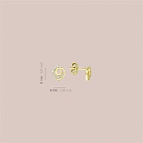 14 Ayar Kare Taşlı Altın Küpe