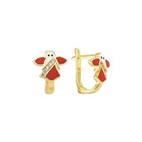 14 Ayar Melek Taşlı Çocuk Altın Küpe