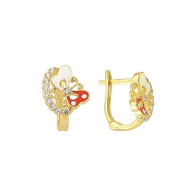 14 Ayar Taşlı Kelebekli Altın Çocuk Küpe