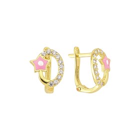 14 Ayar Taşlı Yıldız Altın Çocuk Küpe